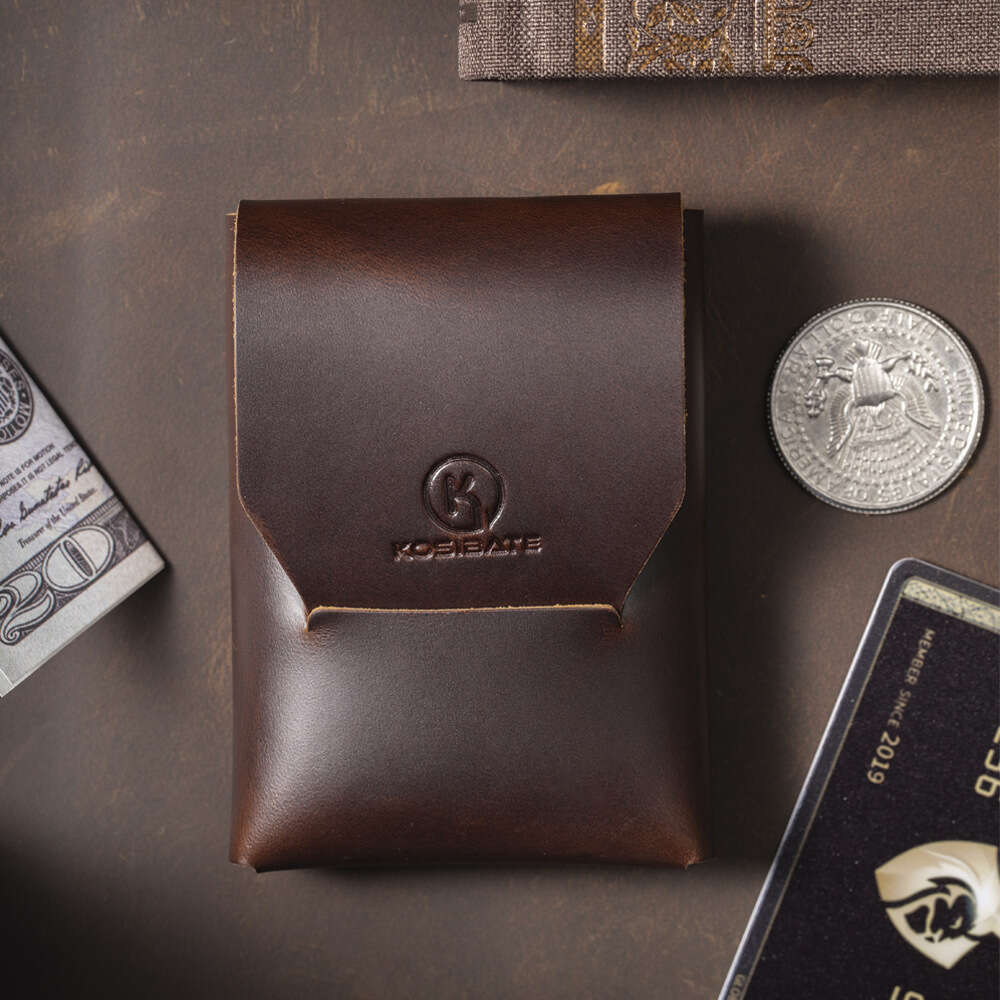 Minimalist Style Crazy Horse Men's Short Folding Card Holder Portable Genuine Leather Multifunctional Wallet