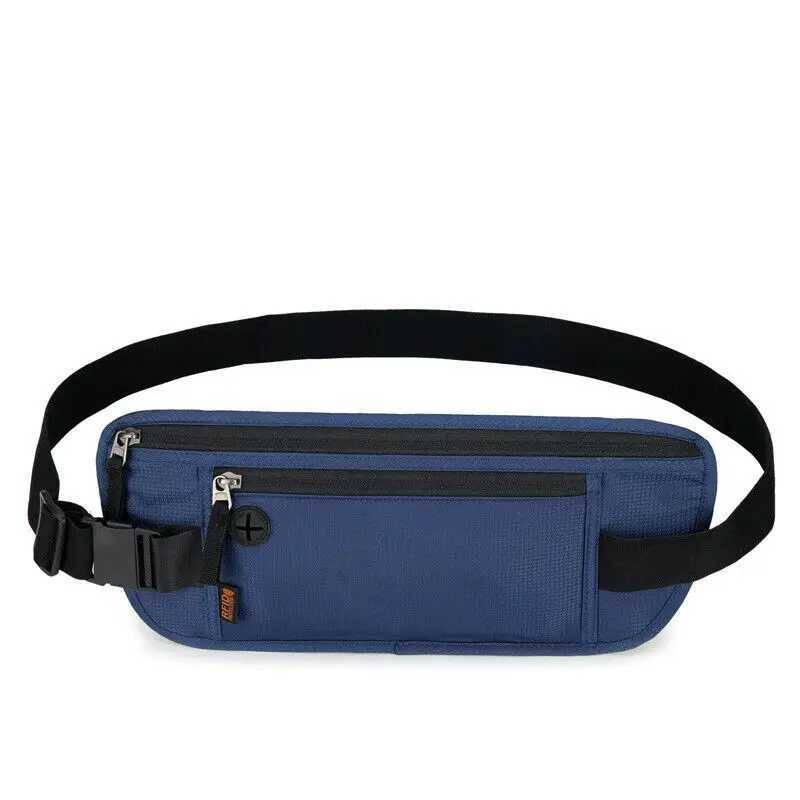 RFID Blocking Waterproof Waist Bag Hidden Pouch Travel Running Sports Belt Pouch Mobile Phone Bag Money Belt Bag Passport Holder W250604