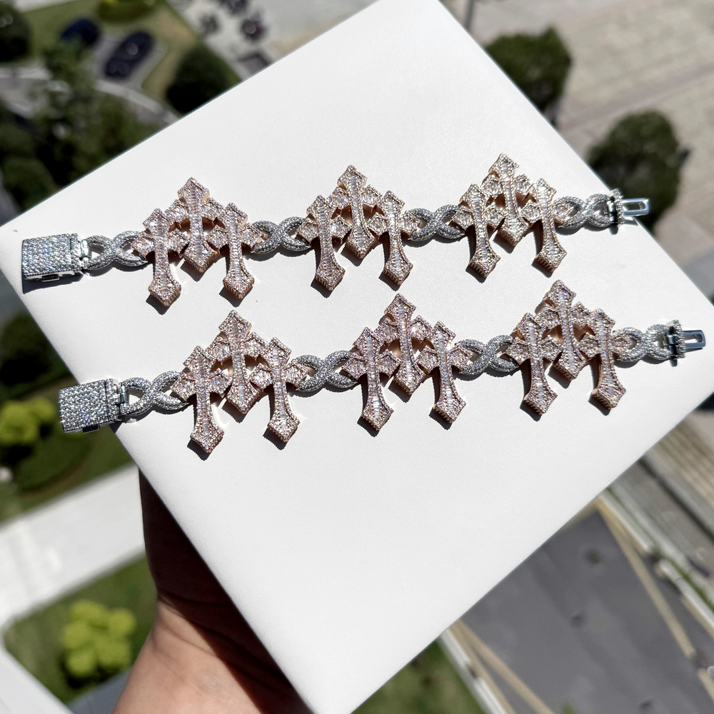 sdzstone 2025 NEW design Vintage Cross Pendant Iced Out Baguette Cubic Zircon Charm Fashion Necklace Hip Hop Jewelry Gifts For Women Men