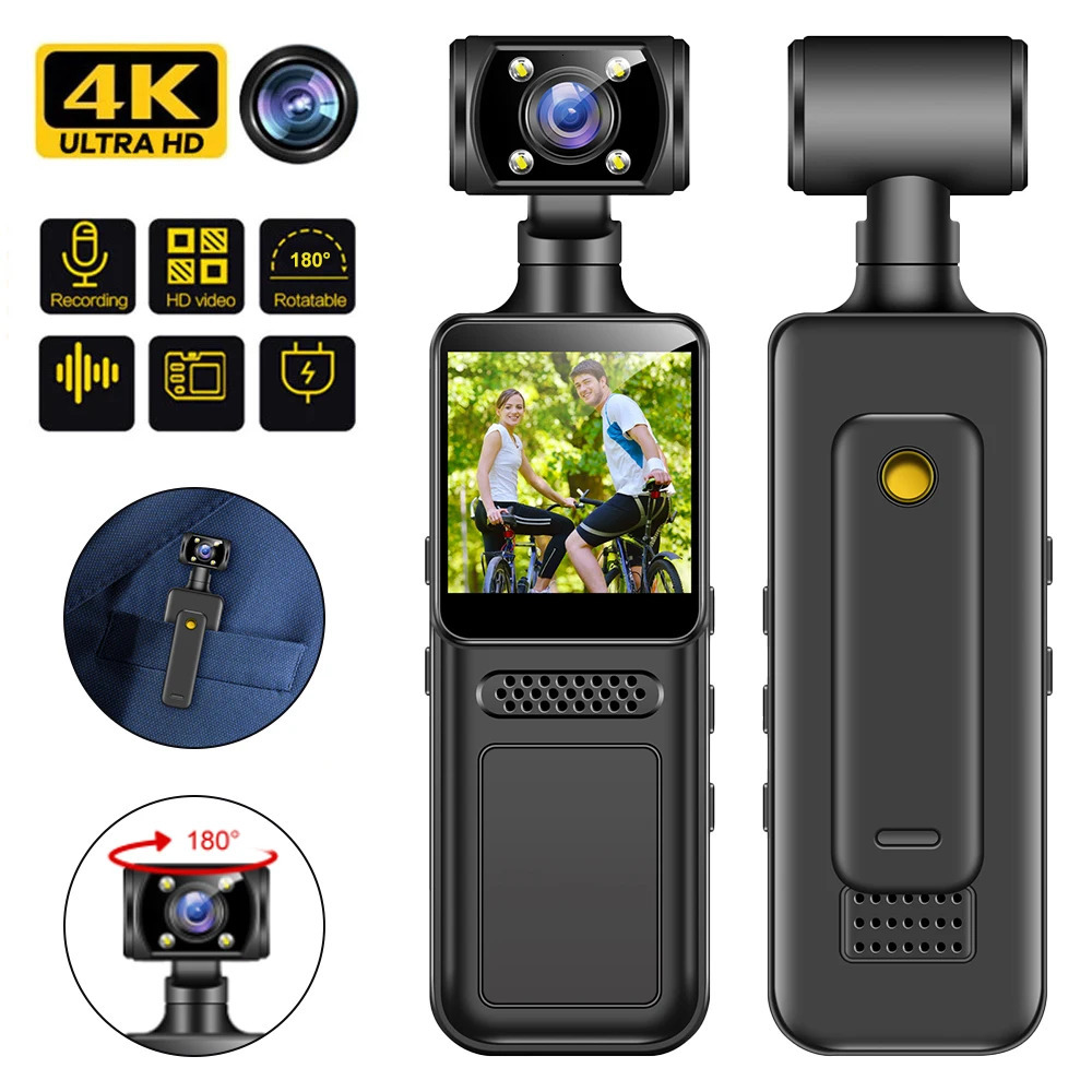 4K Ultra HD Action Mini Camera 180 Rotatable Vlog Wifi Sports Cam Waterproof Case Helmet Travel Bicycle Driver Recorder 250526