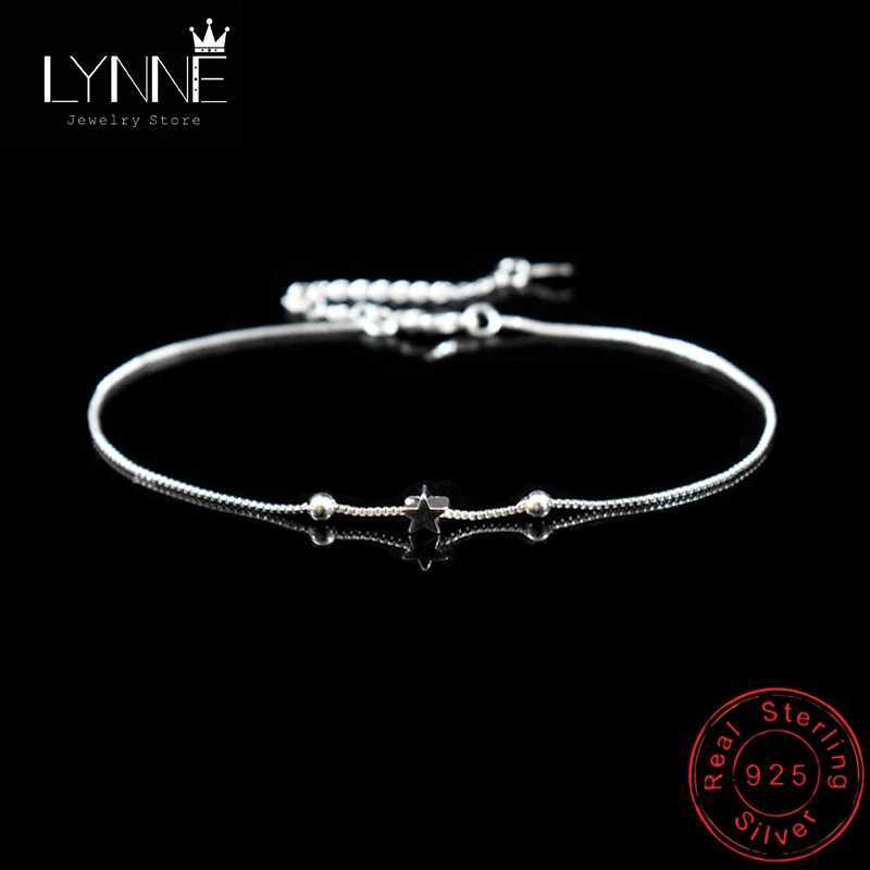 New Fashion Star Square Bead Pendant Anklets 925 Sterling Silver Simple Exquisite Summer Foot Chain Bracelets Women Jewelry Gift W250604