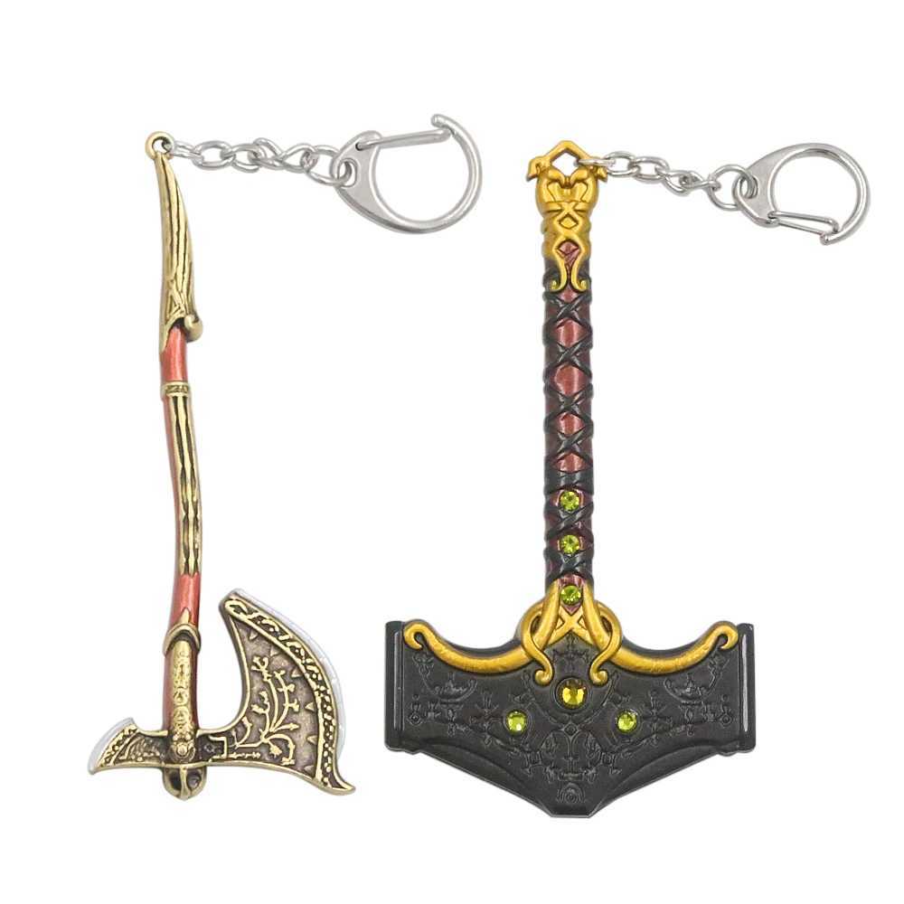 New Arrival God of War Keychain Kratos Axe Leviathan Keyring KeyChain Blades of Chaos Swords Pendant llaveros Accessories Car Keychain U250604