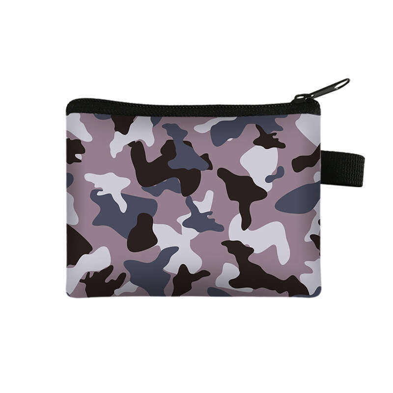 New Children's Simple Purse Camouflage Pattern Portable Card Holder Coin Key Storage Bag with Printing