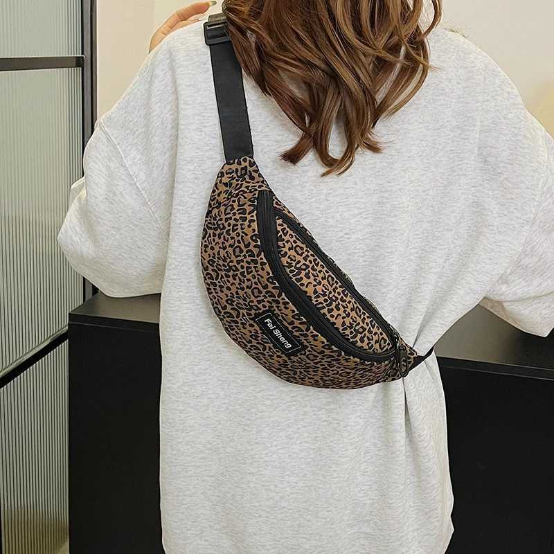 2024 New Leopard Print Waist Bag Fashion Fanny Pack Phone Purse Lady Simple Chest Bag Quality Nylon Woman Shoulder Crossbody Bag W250604