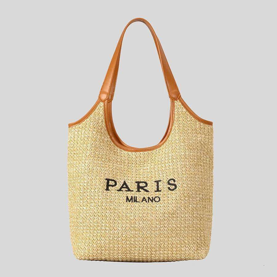 Fashion Letters Pp Straw Women Shoulder Bags Casaul Hobos Woven Handbags Summer Beach Large Capacity Tote Bag Big Shopper Purses