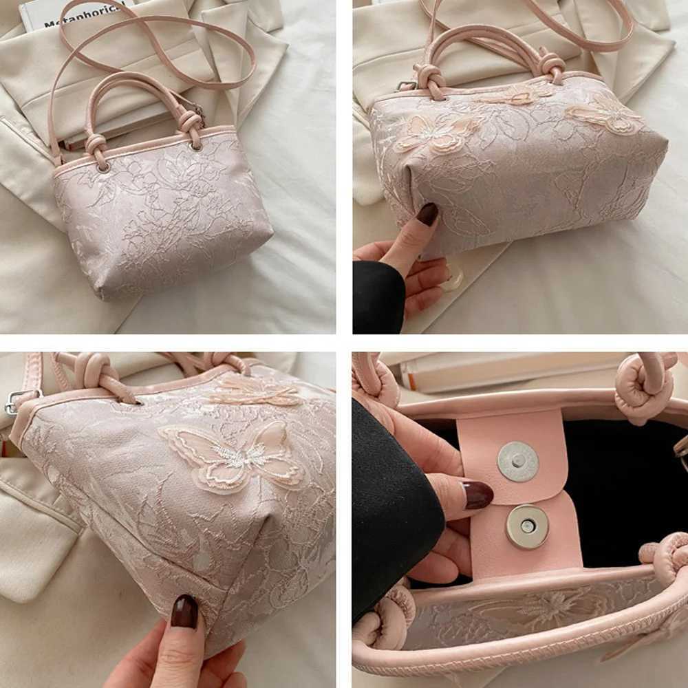 Beautiful lace butterfly trendy embroidery handbag fashionable summer large-capacity elegant single-shoulder crossbody bag A-DH XJ250604