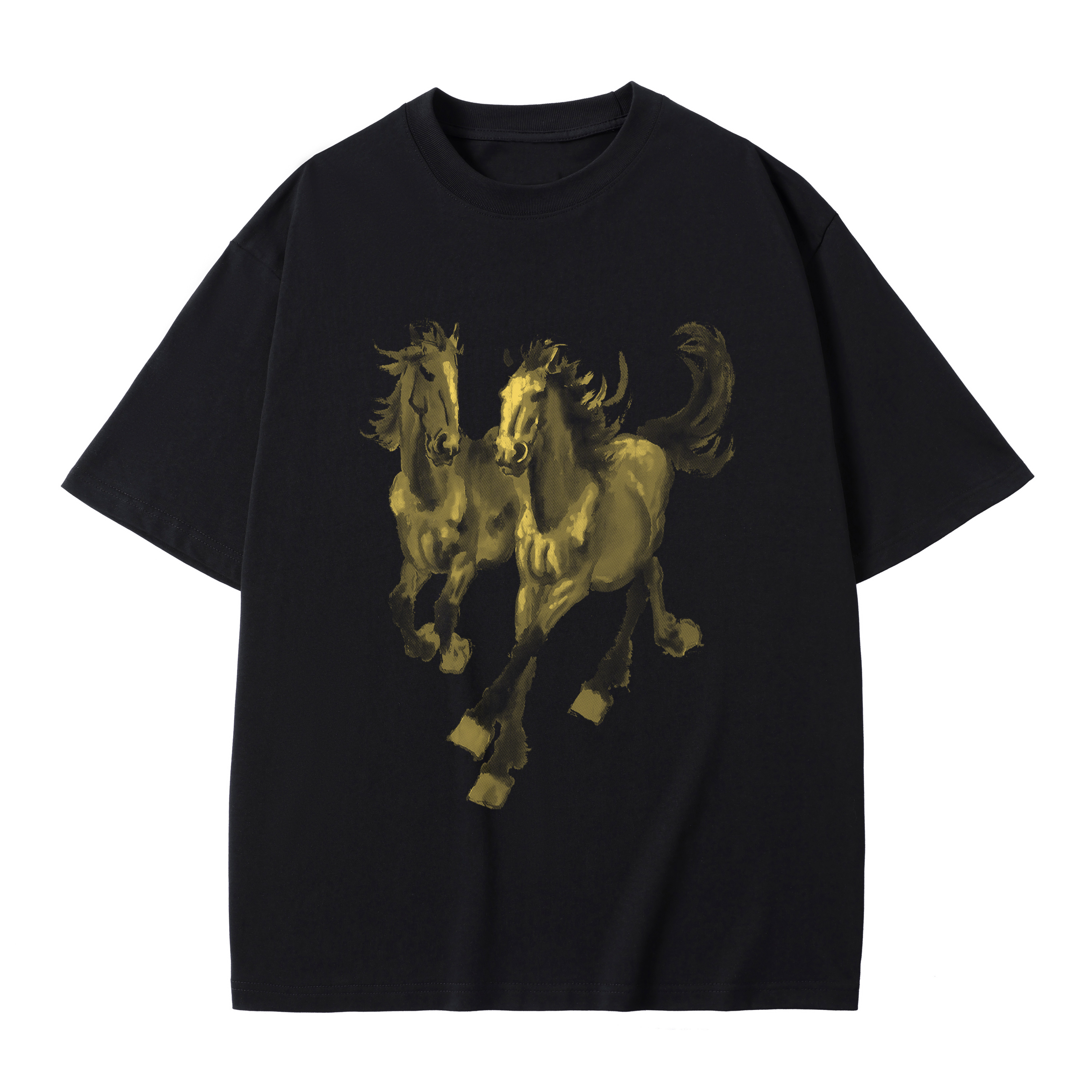 T-shirt men's top designer cotton T-shirt Silver the golden Steeds short sleeved clothing high-quality fashionable T-shirt BROADTRUE