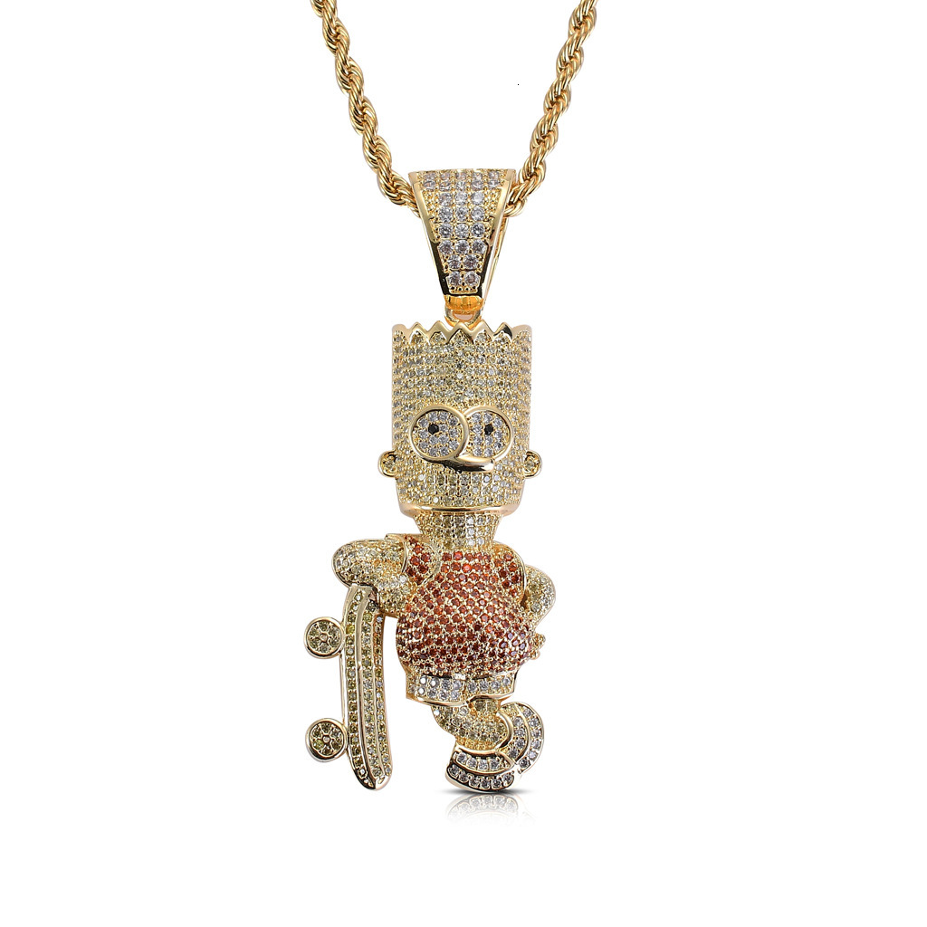 Necklace male cartoon character Simpson Pendant with colored Moissanite hip hop Necklace accessories