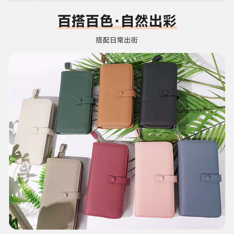 Women's New Genuine Leather Korean Style Long Clutch Lightweight Zipper Wallet Coin Purse Mini Bag