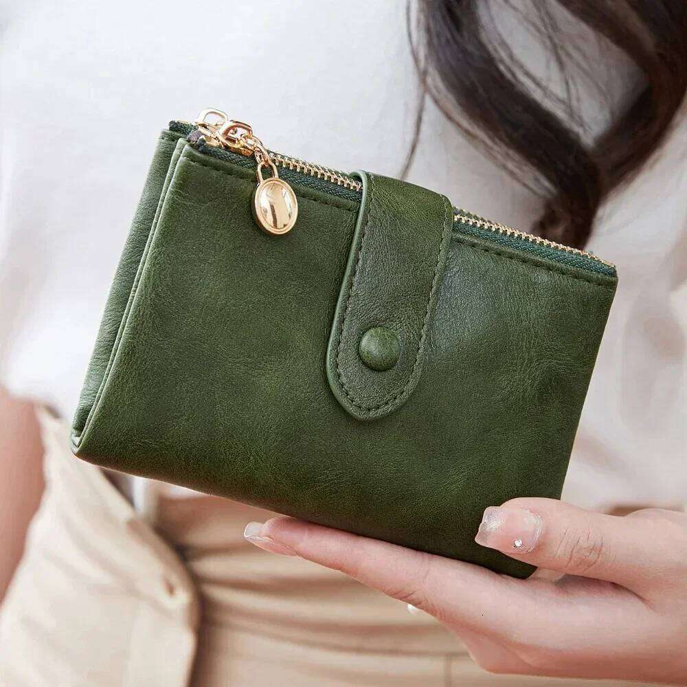 Women's Wallet Short Three Layer Large Capacity Double Zipper ID Credit Bank Card Holder Money Purses for Women