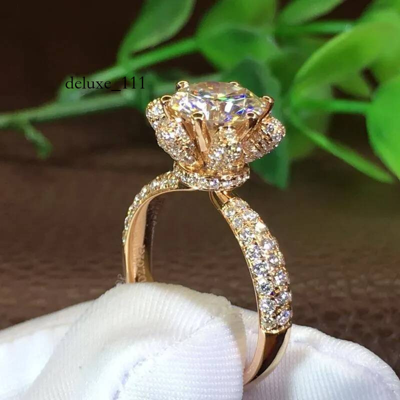 Choucong Brand Wedding Rings Sparkling Jewelry Sterling Sier&Rose Gold Fill CZ Dia Gemstones Eternity Women Flower Engagement Band Ring Gift
