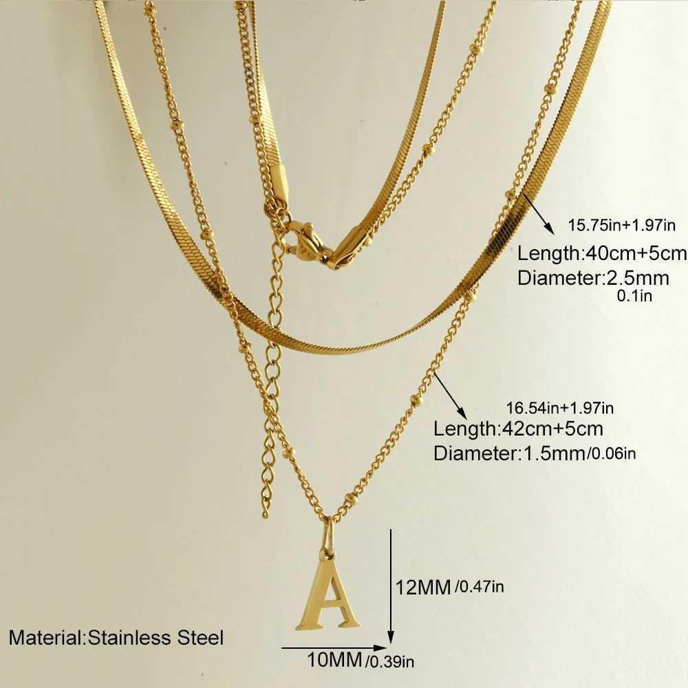 Stainless Steel Double-layer Necklace Golden 26 Initial Letters European and American Fashion Style Womens Jewelry WholesaleXJ250604