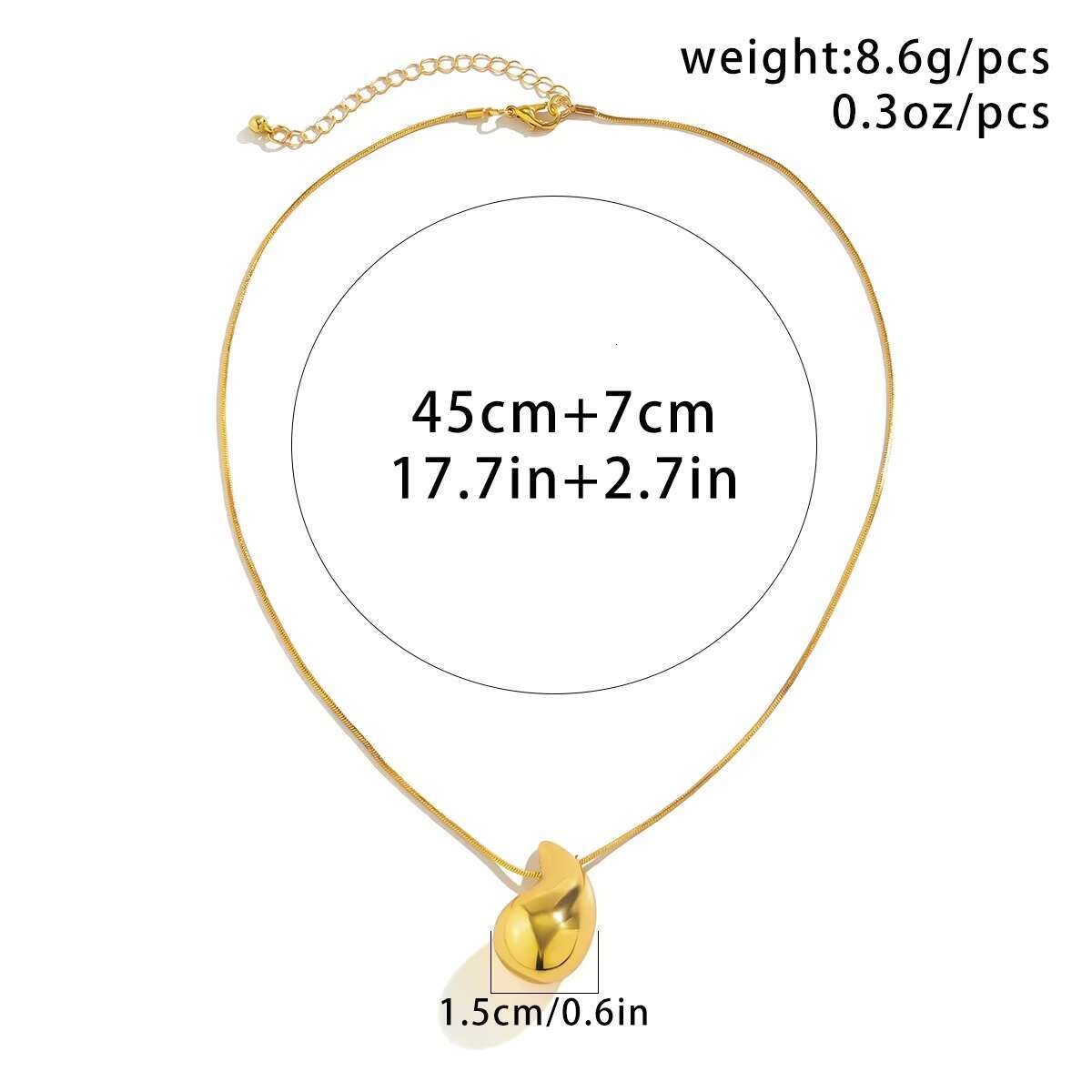 Hot Sale Fashion Jewelry Sets 18K Gold Plated Alloy Simple Tear Drop Earrings Water Drop Necklace and Earrings Sets for Women