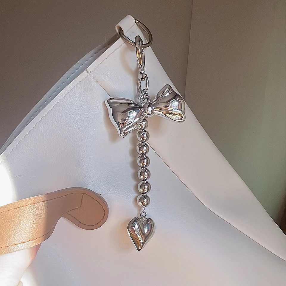 Fashion Bowknot Keychain for Women Luxury Bag Hanging Decoration Mobile Phone Bead Keyring Party Jewelry Girl Accessories W250604