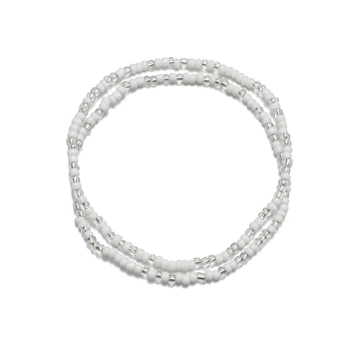 2pcs/set Boho Anklet Multi-layer White Beads Chain Ankle Summer Bracelet Charm Sandals Barefoot Beach Foot Bridal Jewelry A65 W250604