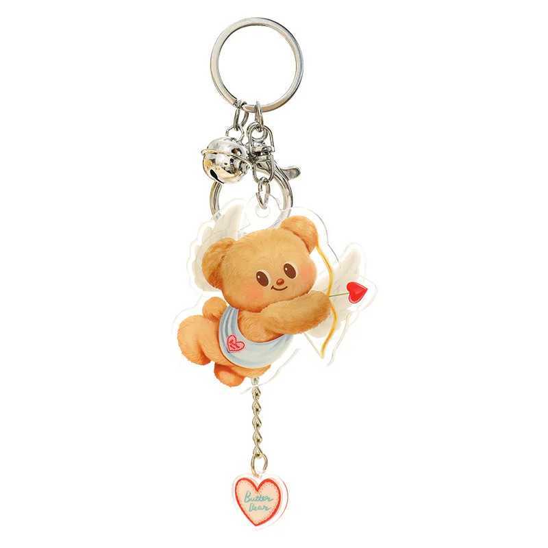 New Arrival Cute Butter Bear Naughty Cool Pants Bear Hand Rope Heart Keychain Pendant Angel Doughnut Bear Recording Horn Toy Bag Key Chain U250604