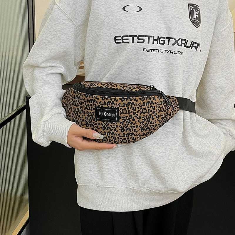 2024 New Leopard Print Waist Bag Fashion Fanny Pack Phone Purse Lady Simple Chest Bag Quality Nylon Woman Shoulder Crossbody Bag W250604