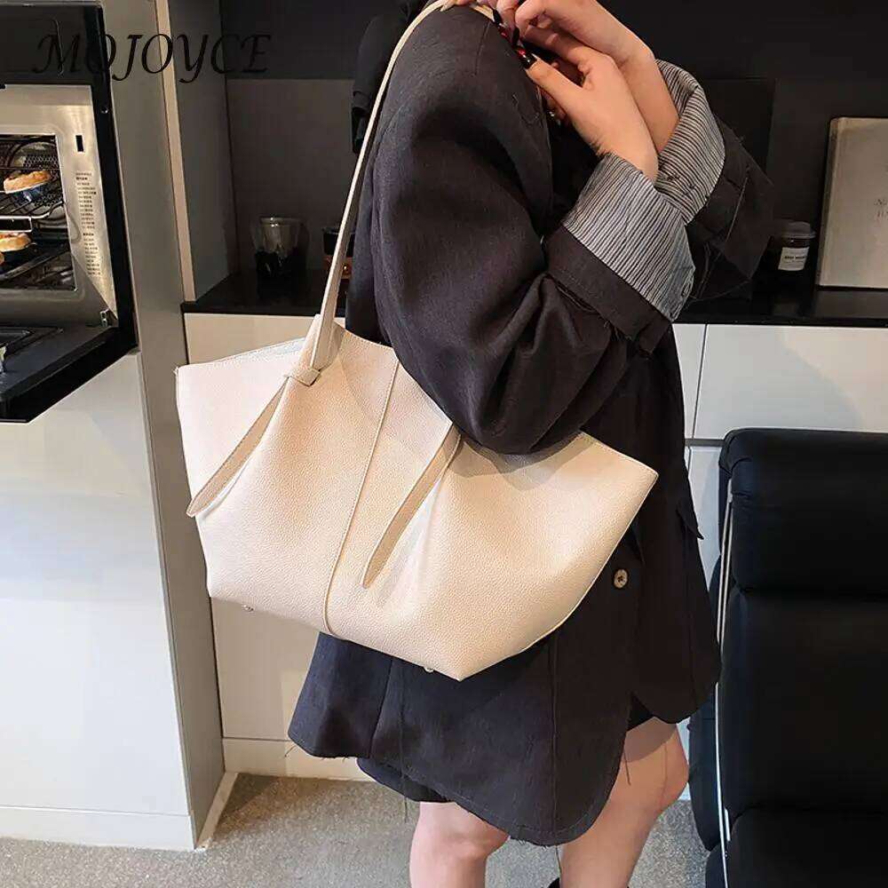 Women's Bags Designer Women Fashion Shoulder Large Capacity PU Leather Simple Purse Solid Color Slouchy Tote Bag Ladies Travel Handbag
