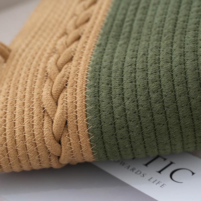 Two tone cotton rope woven handmade niche design beach bag summer women's multifunctional shoulder bag designer women's crossbody bag