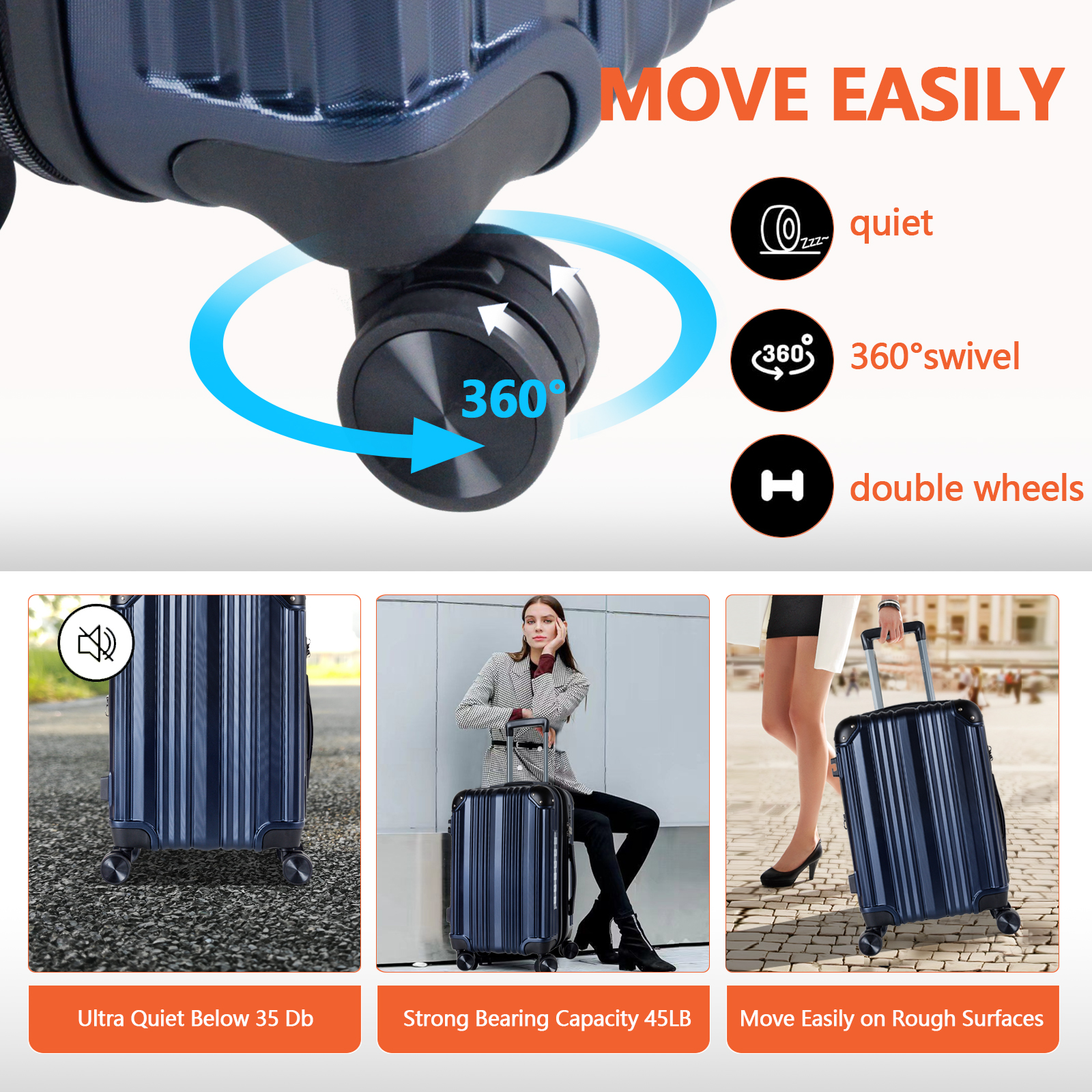 24-inch Expandable ABS Hardshell Luggage with TSA Lock & Corner Protectors | Durable Suitcase for Business & Personal Travel