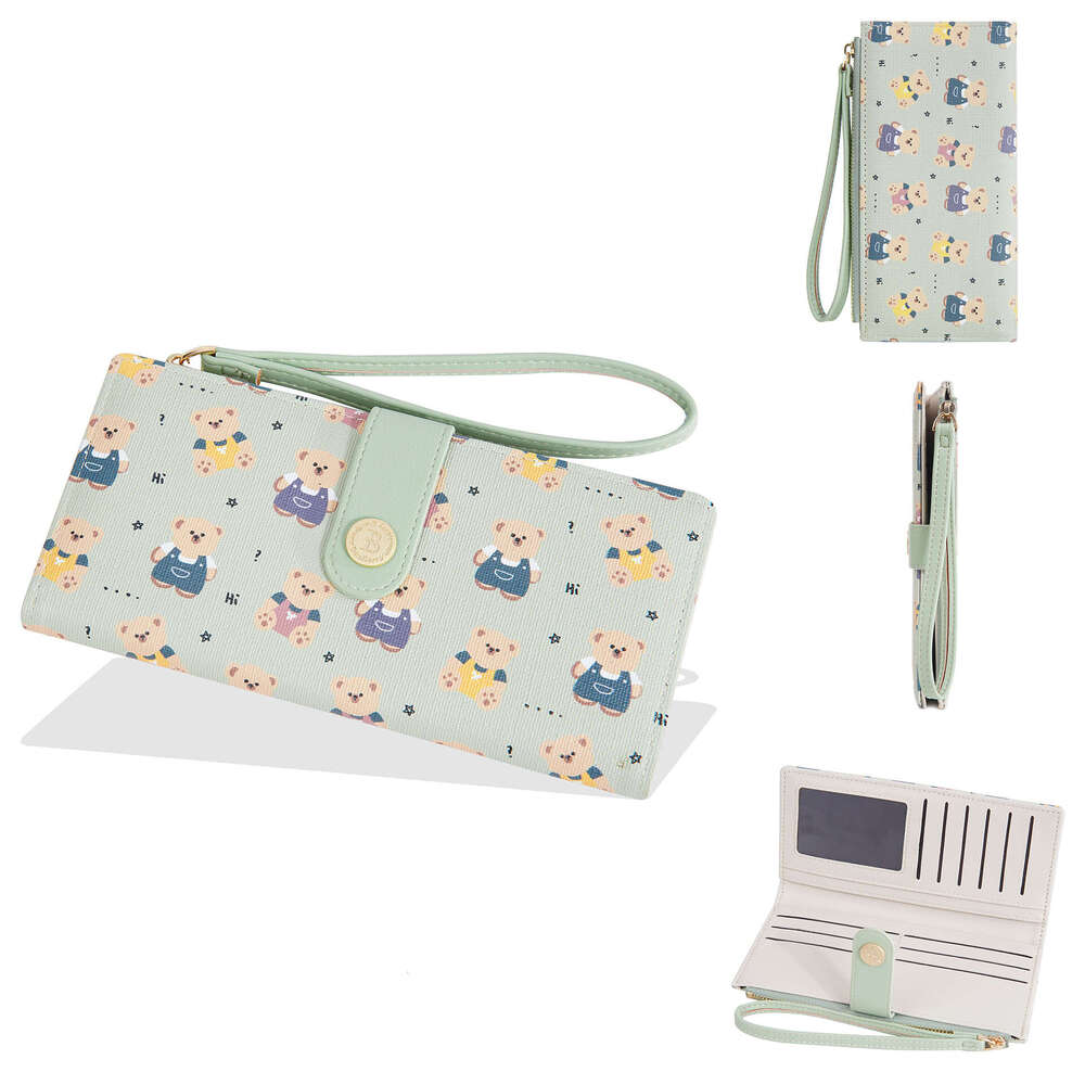 New Women's Long Baellerry Cartoon Bear Print High-end Zipper Snap Wallet