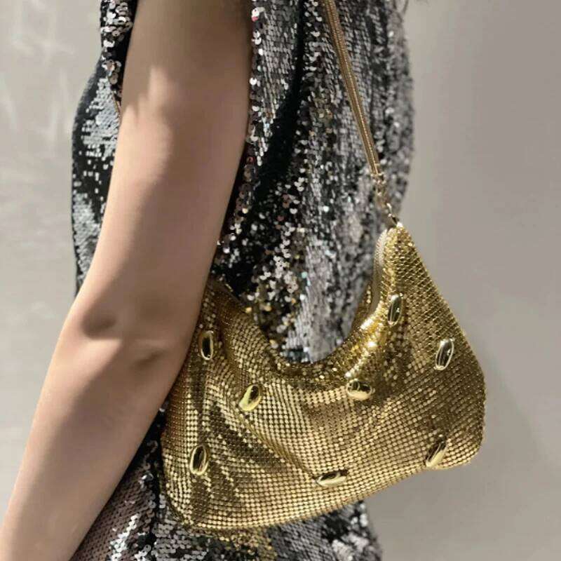 Gold Shiny Rhinestone Dinner Bag New Party Wedding Purses 2025 Full-Dia Ladies Handbag Designer Sparkly Evening Bags