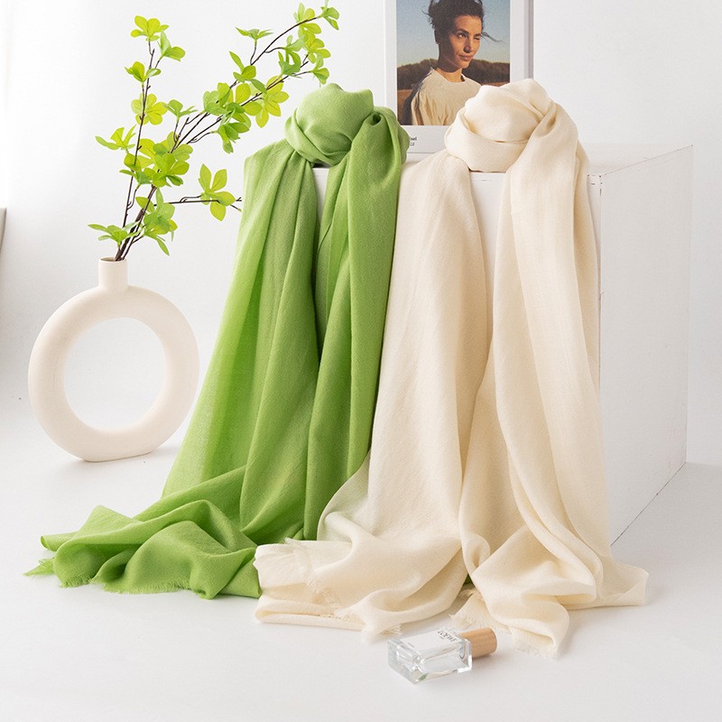K924 Solid color Korean chiffon scarf for women sun protection warmth all-match