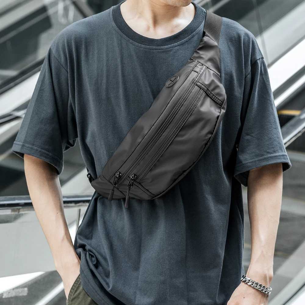 Men Chest Bag Anti-theft Zipper Multifunction Crossbody Bag Waterproof Short Trip Fashion Lightweight Bag with Headphone Hole W250604