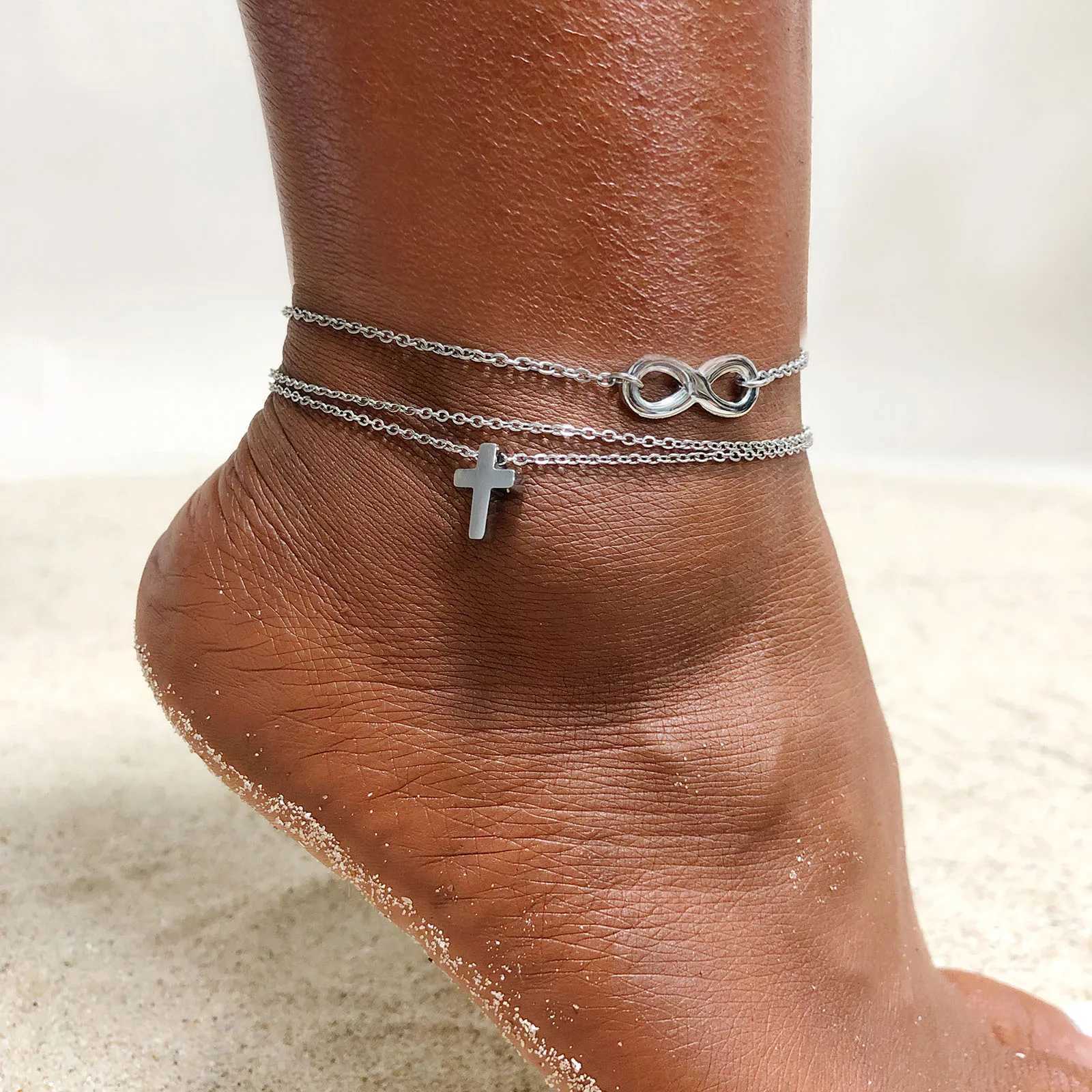 Beach Women Chain Anklet Stainless Steel Rope Twist Chain Link Ankle Summer Foot Bracelet Wholesale Jewelry W250604