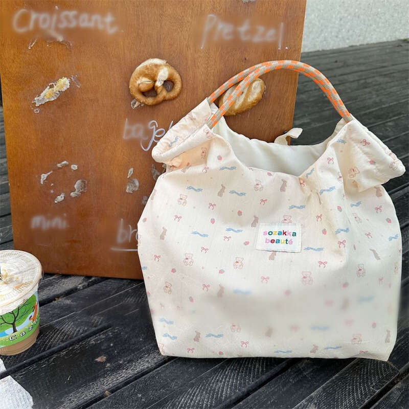 New Cute Floral Single Shoulder Canvas for Students, Women's Large Capacity Tote Bag, Commuter Bag