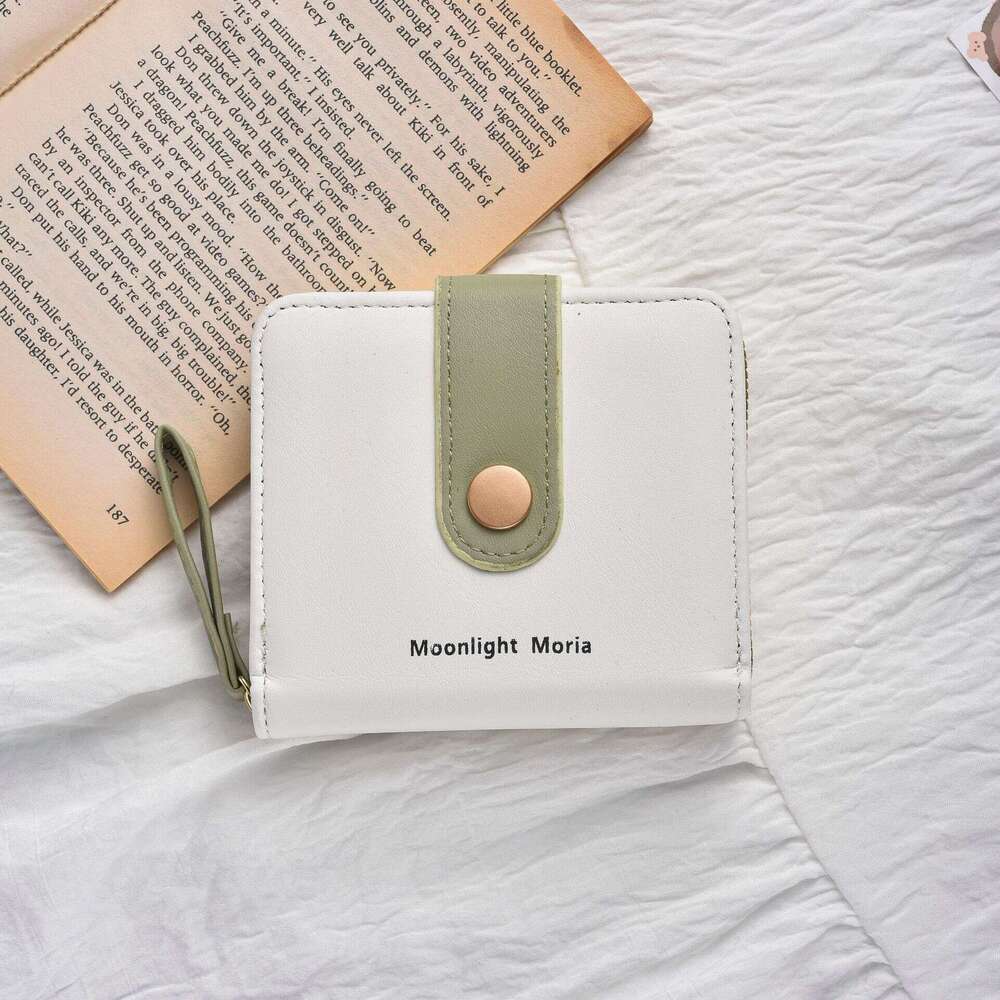 Macaron Color New for Women Short Fresh Snap Button Soft Wallet Fashion Zipper Coin Purse
