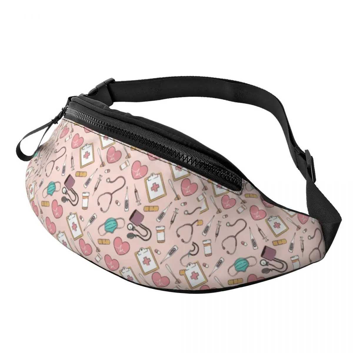 Custom Cool Funny Nurse Pattern Fanny Pack for Cycling Camping Women Men Health Nursing Crossbody Waist Bag Phone Money Pouch W250604