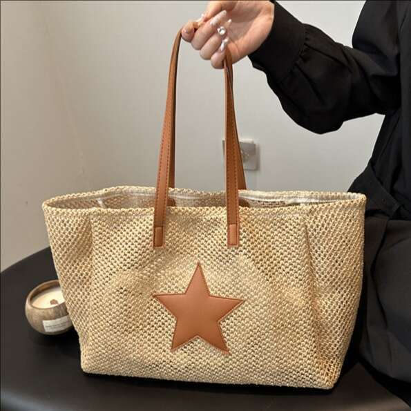 Straw Large Capacity Tote 2024 New Fashion Vacation Style Woven Simple Shoulder Underarm Bag