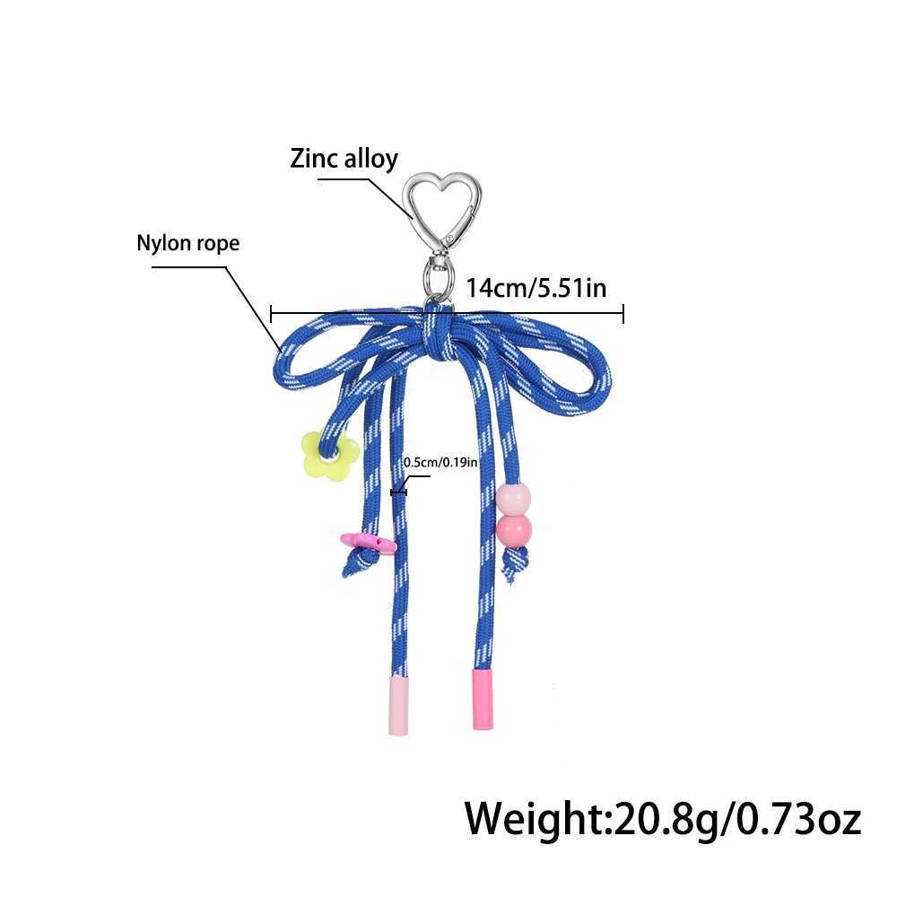 2025 Fashion New Colorful Hand Woven Bow Keychain Charming Heart Buckle Ring Small Flower Bead Bag Keychain Accessory W250604