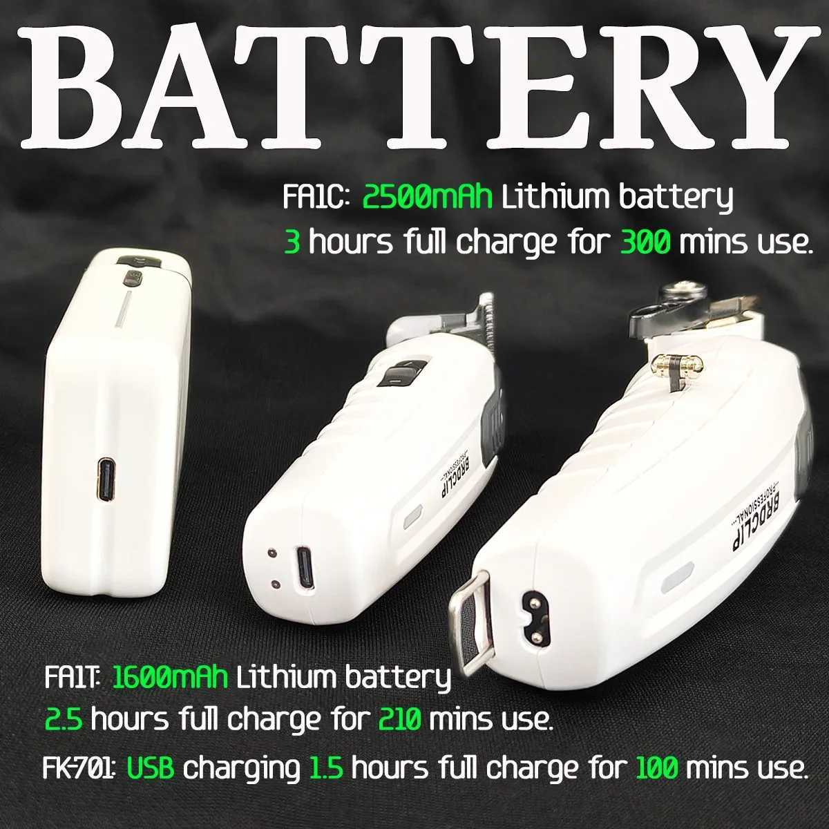 Professional BRDCLIP FA1C FA1T FK701 White SET 8800/7700/7000RPM DLC FADE Blade Barber Clipper Shaver Electric Trimmer With BaseXJ250604