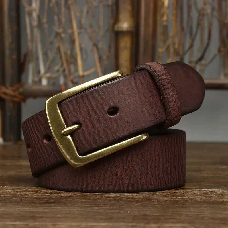 3.8CM Thick Cowhide Copper Buckle Genuine Leather Casual Jeans Belt Men High Quality Retro Luxury Male Strap Designer Belts W250604