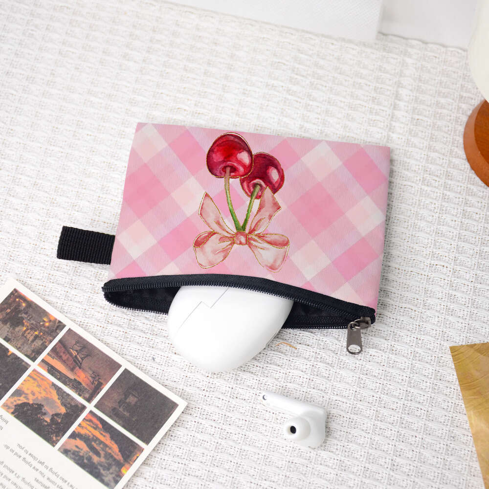 Butterfly Festival Cherry Purse Cute Full Version Pink Cartoon Portable Coin Storage Mini Lipstick Bag