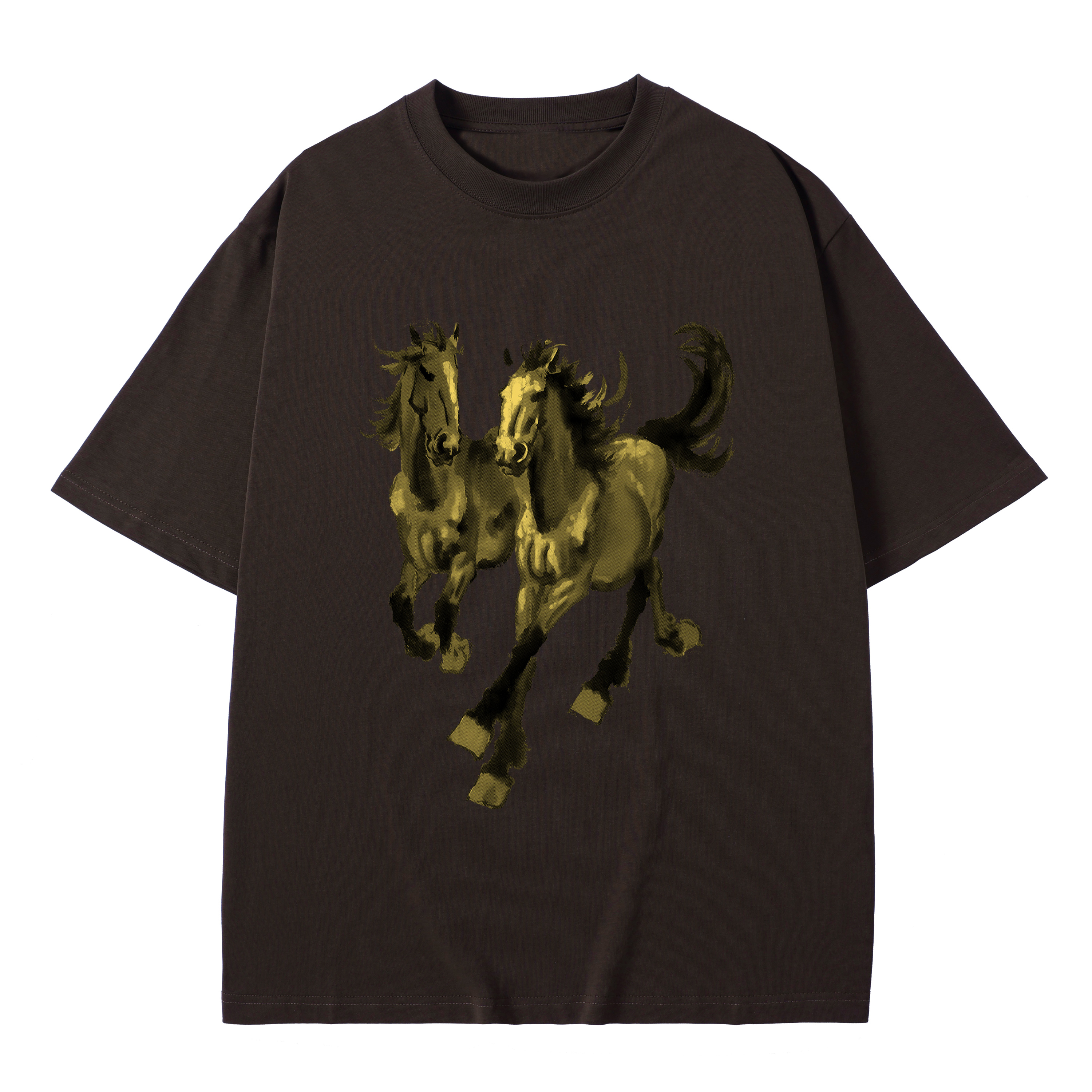 T-shirt men's top designer cotton T-shirt Silver the golden Steeds short sleeved clothing high-quality fashionable T-shirt BROADTRUE