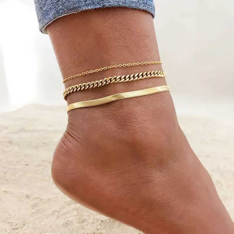 Chain Anklet For Women Girls Adjustable Summer Beach Snake Chain Stainless Steel Waterproof Foot Jewelry Party 2025 Fashion Gift W250604
