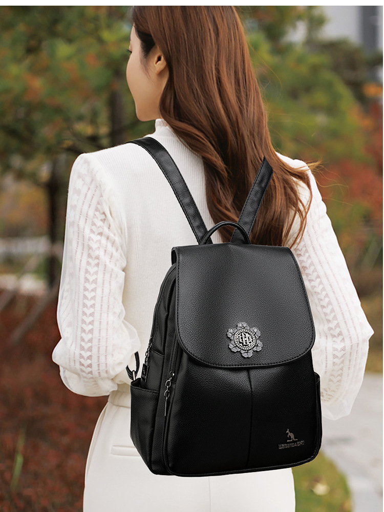 Free Shipping Middle-aged Women's Backpack Texture New Mother And Baby Bag Lightweight Backpack Soft Leather Large Capacity Travel Bag Mother Bag