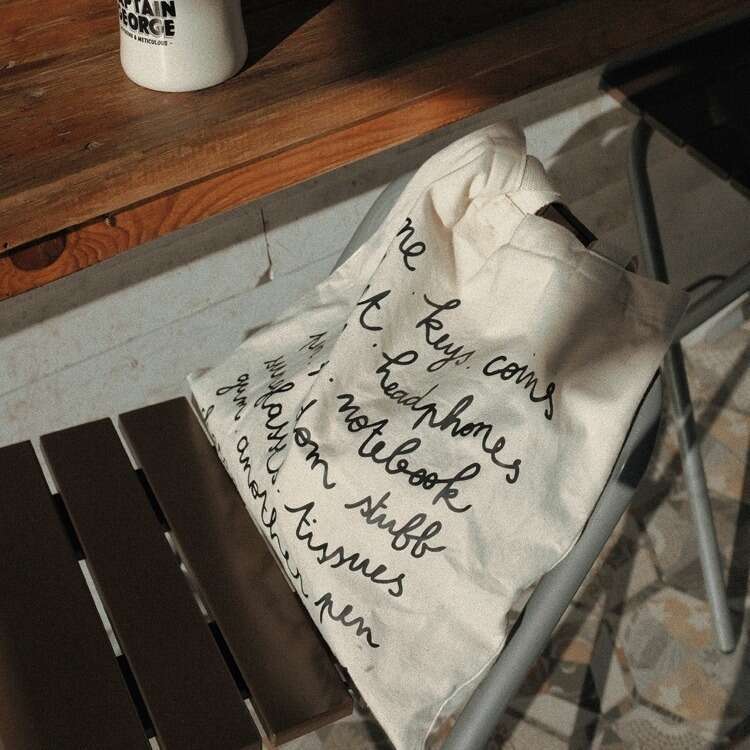 Korean Version English Alphabet French Style Large Capacity Canvas "What's in my bag" Simple Tote Bag