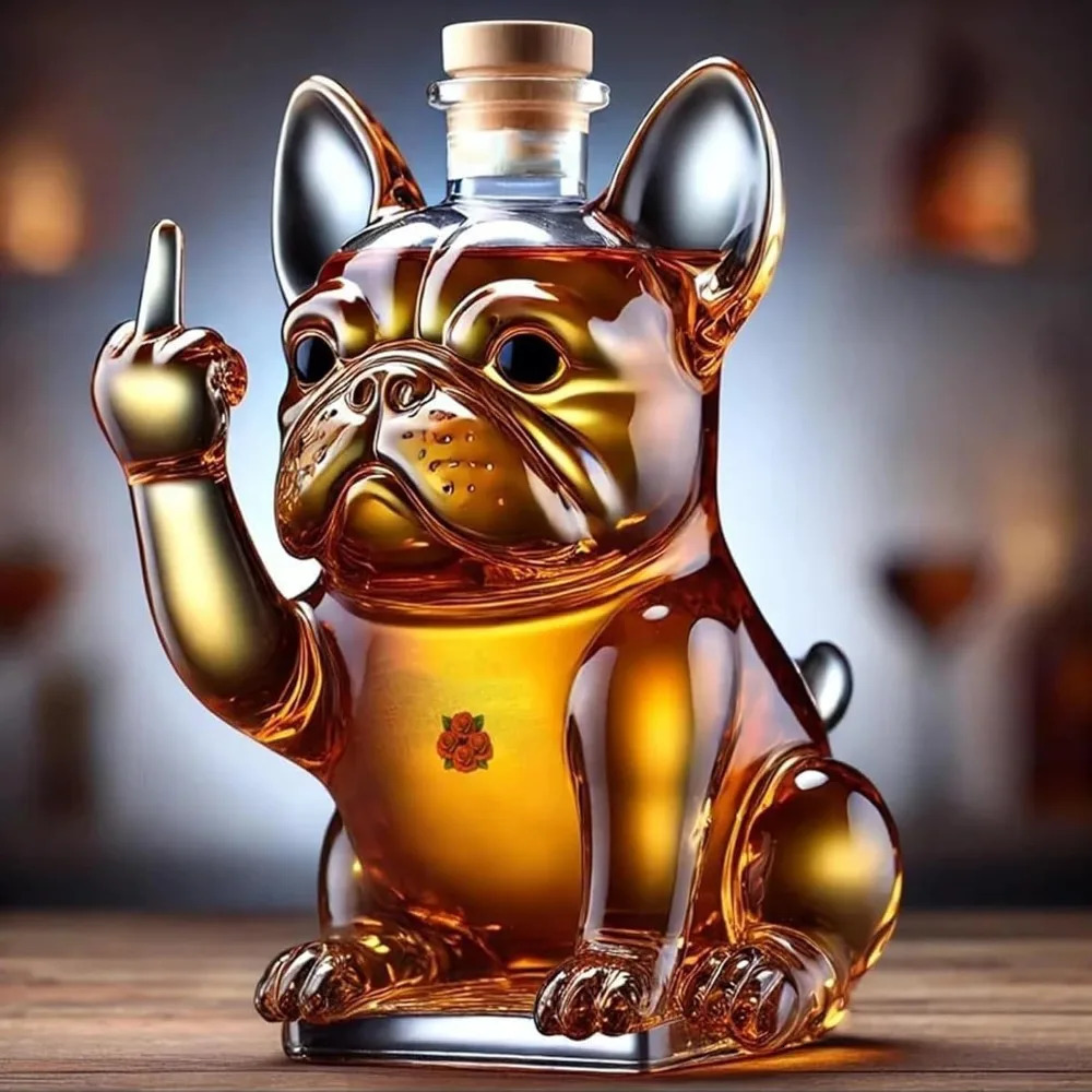 3D Middle Finger French Bulldog Whiskey Decanter Dog Whiskey Wine Glass Bottle For Bar Office Home DecorC 250603