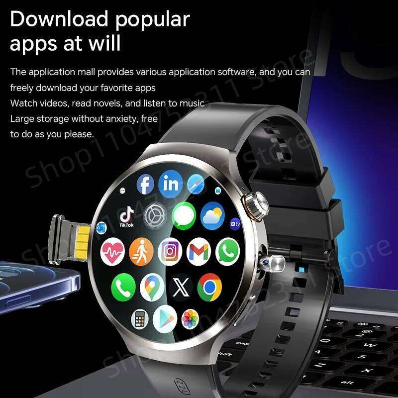 Smartwatch With 1.98 inch Amoled large Screen 210° Rotating Camera GPS Position Health monitoring Android 13.0 Smart Watch Men