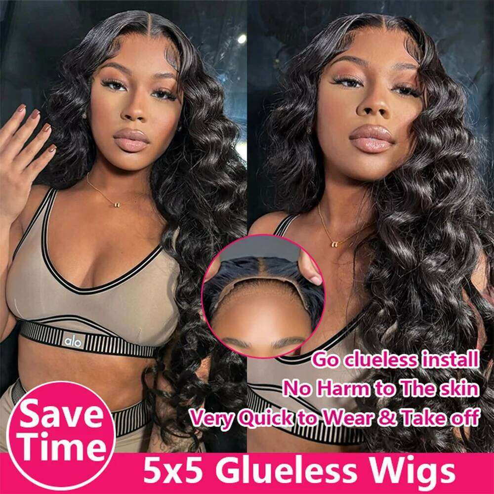 200% Loose Deep Wig Pre Cut Bleached 5x5 Wear And Go Glueless 13x4 Lace Frontal Curly Water Wave Human Hair Wigs