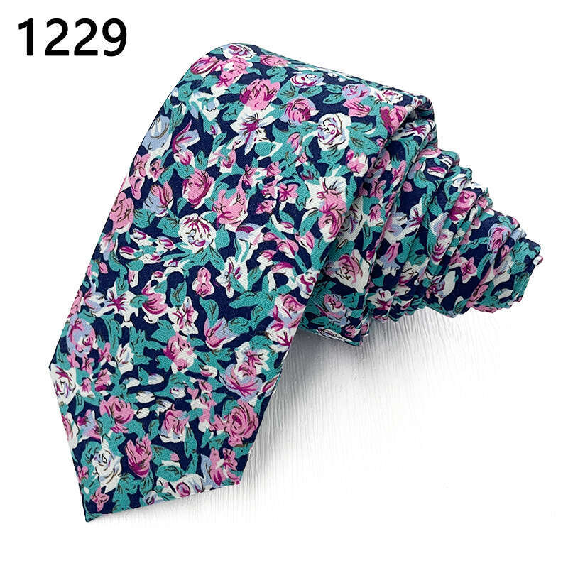 pure cotton printed solid color mens wedding handtied small 6cm floral tie straight