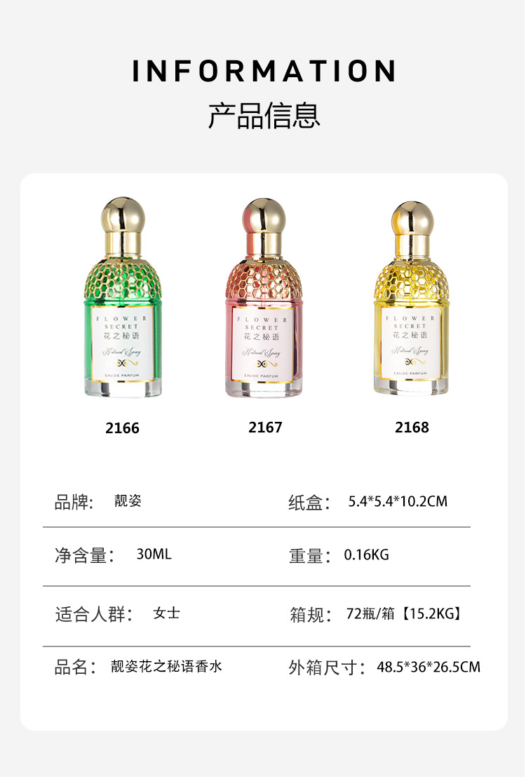 Popular Flower Story Girl Student Ladies Perfume Lasting Light Fragrance Fresh Flower and Fruit Fragrance 30ml