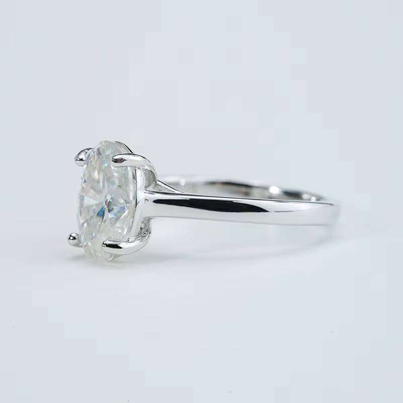 DHcollections Starsgem Solitaire Oval Shape 2ct 7*10mm White Moissanite Sterling Sier S Engagement Ring for Women