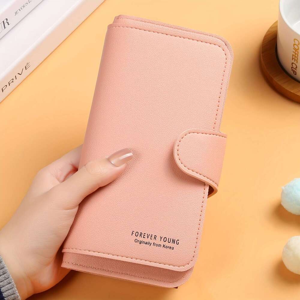 New Long Women's Wallet Clasp, Soft Coin Purse with Card Slots and Phone Holder, Trendy Handheld Design