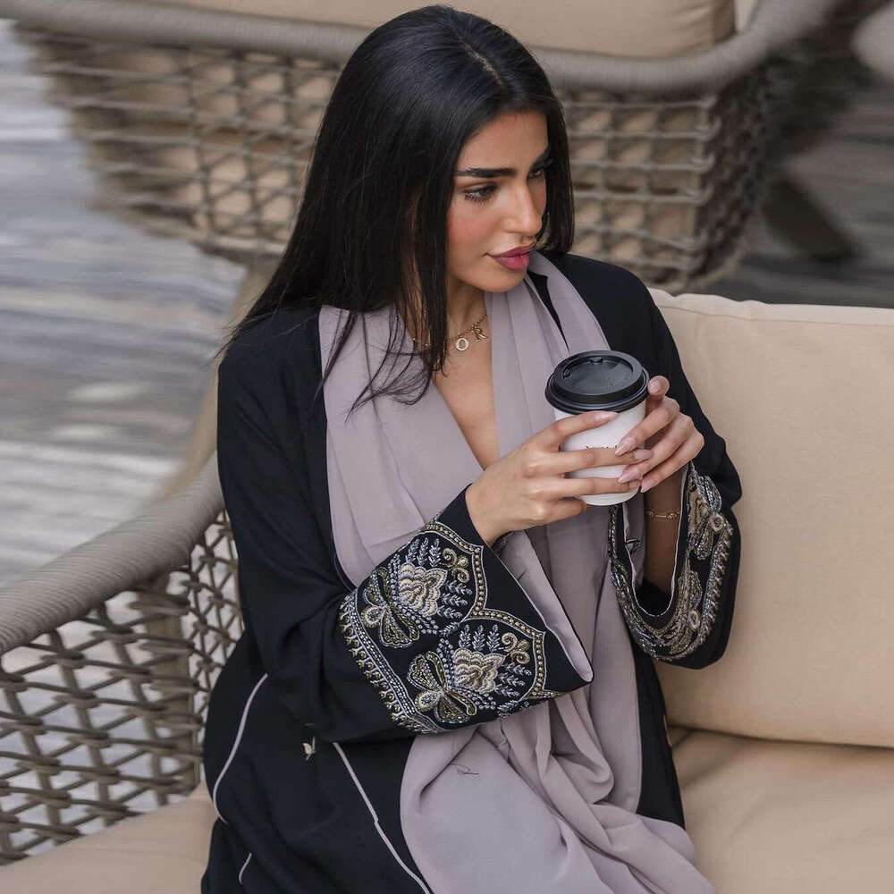 Mq105 Muslim Fashion Embroidered Patchwork Abaya Cardigan Trendy Ins Spring Summer Dress Robe B5