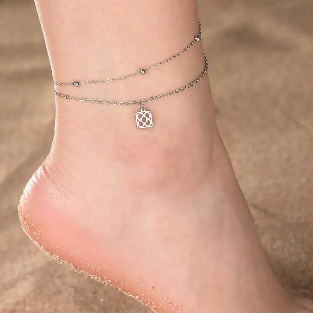 Barcelona Flower Chain Charms Summer Beach Foot Anklet for Women Stainless Steel Gold Color Bracelet Jewelry Gift 2024 New W250604